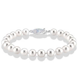 Bracelet de perles d'eau douce cultivées avec fermoir en or 14 carats 7,0-7,5 mm Bijoux élégants et luxueux - Product Image 2