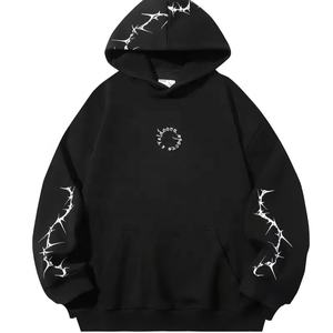 Sudadera con capucha lavada con ácido Terry francés de gran tamaño, ropa de calle gruesa de algodón pesado, sudadera básica de mezcla de algodón - Product Image 1