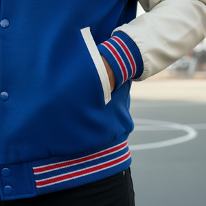 Chaqueta Universitaria de Baloncesto Unisex Vintage con Cuello Alto Bordado, Estilo Americano, 100% Seda, Resistente al Viento y Ecológica - Product Image 4
