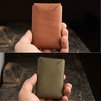 Portefeuille fin minimaliste en cuir pleine fleur personnalisé fait main Al-Amir, blocage RFID, gravure personnalisée, porte-cartes de poche avant