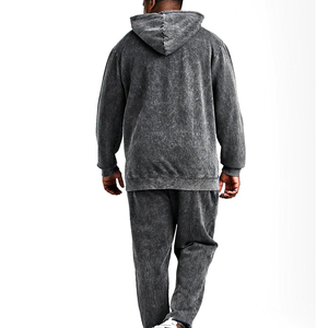 Vente chaude Survêtement en coton pour homme à capuche Coupe régulière Lavé à l'acide Stylé Réversible Respirant Utilisation en extérieur - Product Image 3