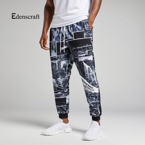Pantalon de survêtement élégant en coton doux taille moyenne pour hommes Jogging imprimé taille haute léger pour Streetwear Sports & Outdoor Casual Wear - Product Image 6