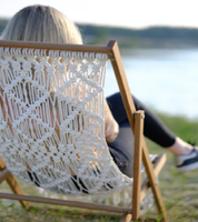 Chaise longue pliante en macramé de style industriel pour l'extérieur, mobilier de plage en bois pour hôtel, cour et usage extérieur – Vente en gros