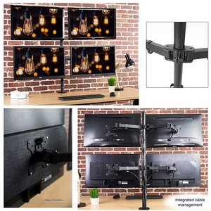 Solución de montaje de cuatro monitores con base de abrazadera fuerte de ajuste de brazo independiente y personalización de ángulo de visión suave - Product Image 2