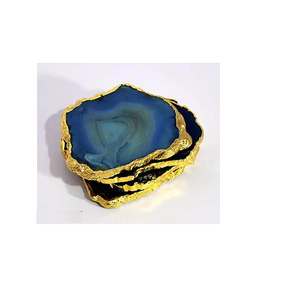Fresh Design Tableware Accessories <b>Agate</b> <b>Coaster</b> With Gold Electroplated <b>Agate</b> Slice at Wholesale Price with Premium Quality - Product Image 5