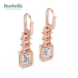 Offre Spéciale luxe qualité 925 en argent Sterling carré princesse coupe Moissanite diamant boucles d'oreilles pour les femmes bijoux chauds - Product Image 3