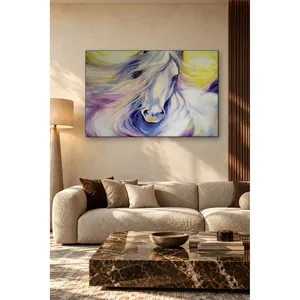 Fida White Horse Head with Pastel Colored Mane <b>Canvas</b> Print - Product Image 1
