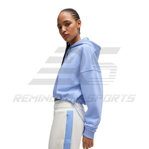 Alta calidad personalizada de talla grande de algodón/fibra de bambú mujeres Crop Top Hoodie mejor diseño al por mayor mujeres Crop Top Hoodies - Product Image 3