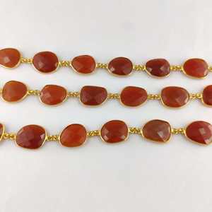 Cadena de conector de bisel de forma desigual de piedra preciosa cornalina Cadena de bisel de piedras preciosas de tamaño de forma libre para hacer joyas - Product Image 3