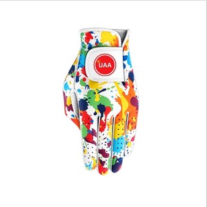 UAA Custom Pattern Printed ladies and Gents Genuine Cabretta leather golf <b>gloves</b> Custom logo breathable golf <b>gloves</b> - Product Image 2