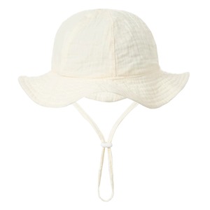 Unisexe bébé couleur unie respirant imprimé voyage protection solaire extérieur séchage rapide plage infantile bambin 100% coton Seau Chapeaux - Product Image 5