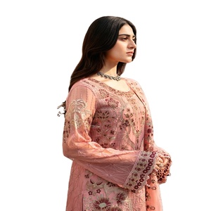 Trajes Shalwar Kameez de diseñadores paquistaníes de gasa bordada de 3 piezas para mujeres Kurti para ropa informal diaria Lehenga para niñas - Product Image 1