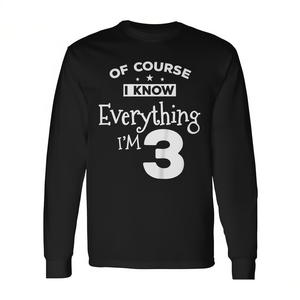 Camiseta de manga larga para niños, claro que sé todo, soy de 3 años, camiseta para el tercer cumpleaños - Product Image 2