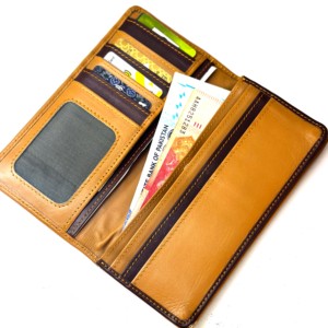 กระเป๋าสตางค์ยาวหนังแท้สำหรับทุกเพศแบบเปิดปิดได้มีการป้องกัน RFID บุซับในทำมือดีไซน์เป็นการใช้งานส่วนตัว - Product Image 2