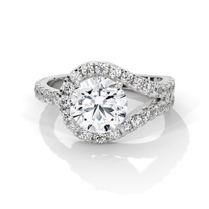 2.54ctw Round Brilliant Cut CZ Bypass Halo <b>Ring</b> 925 Sterling Silver Engagement Band - Product Image 5
