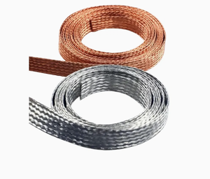 Ruban conducteur flexible de qualité supérieure, fabriqué en fil de cuivre étamé, tresse de cuivre étamé plate, brillant, largeur 1/4 po, longueur 25 pi - Product Image 3