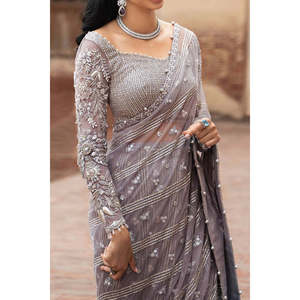 Marai.B Light <b>Purple</b> Soft Net Luxury Wedding Couture <b>Saree</b> MC-1016 IFORA-TC-1625 - Product Image 3