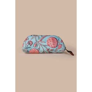 Pochette utilitaire rose imprimée à la main Blue Lagoon - Organisateur de maquillage bohème en toile de coton avec fermeture éclair - Product Image 4