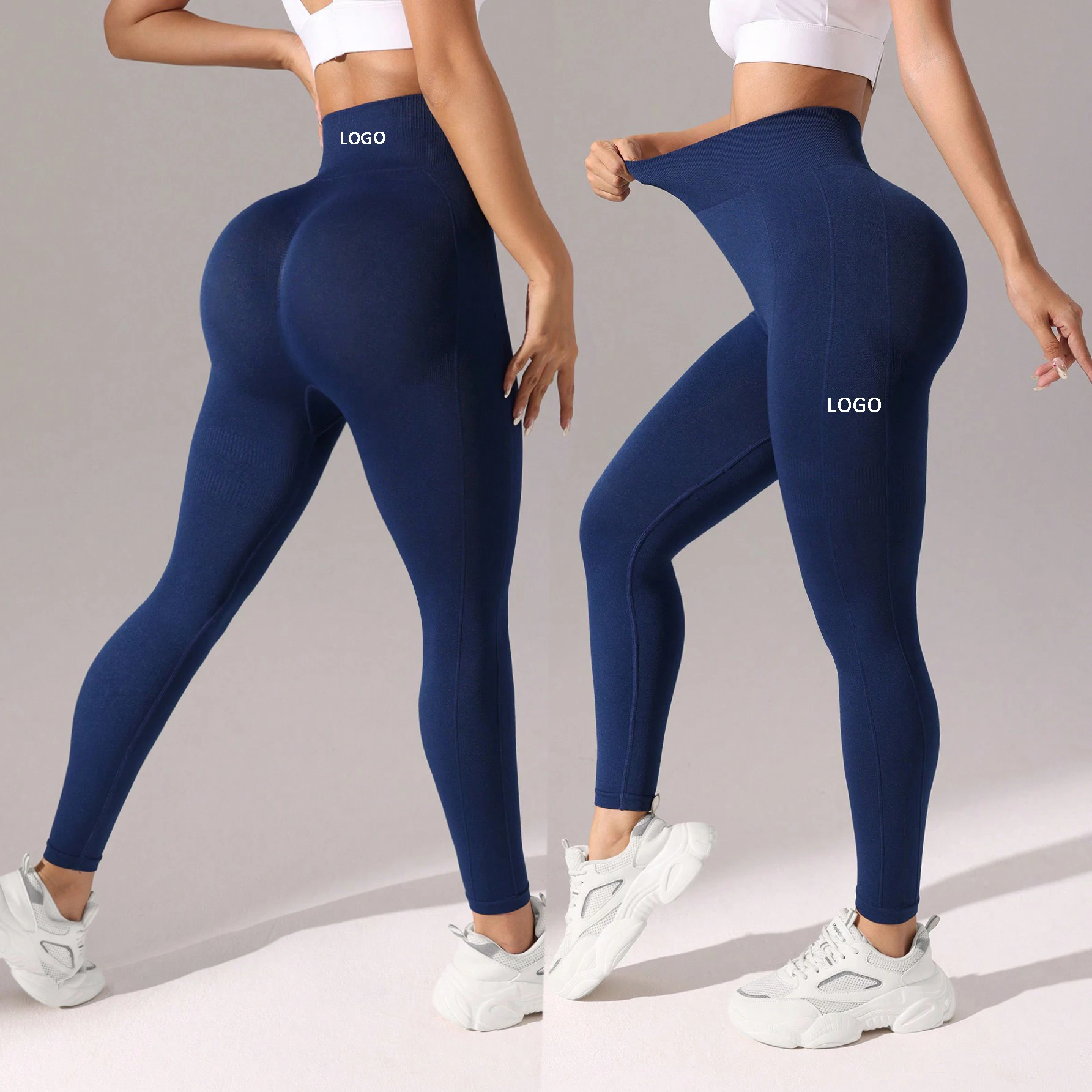 Custom High Waist Knitted Tight Yoga Pants High Quality Solid Seamless Leggings Yoga Tights Women Leggings