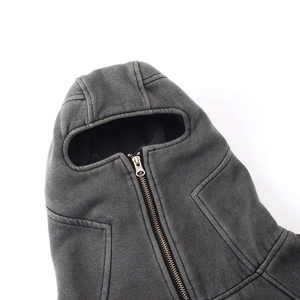 Trendy <b>Masked</b> Hoodie with <b>Face</b> Cover | Custom Streetwear Wholesale Manufacturer zip up hoodies - Product Image 3
