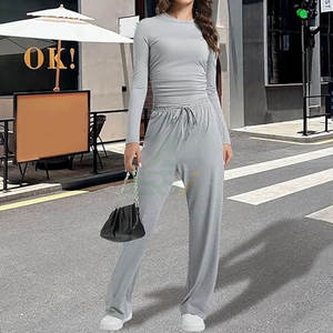 Conjuntos de Dos Piezas de Ropa de Otoño para Mujer, Pantalones Anchos de Pierna Ancha y Manga Larga, Ropa Formal para Estar en Casa, Tela Suave, Bordado Vintage - Product Image 6