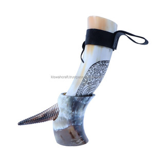 Cuerno Vikingo para Beber, Ecológico, Estilo Animal, Hecho a Mano, Seguro para Alimentos, Cuerno de Buey Genuino con Soporte de Cuero, Decoración para Bodas - Product Image 2