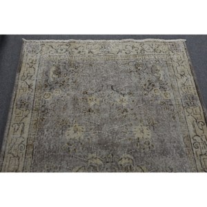 Alfombra de área grande turca Vintage estilo clásico Beige lana de 3,9x6,7 pies con respaldo de látex patrón abstracto para habitación de adolescentes - Product Image 5