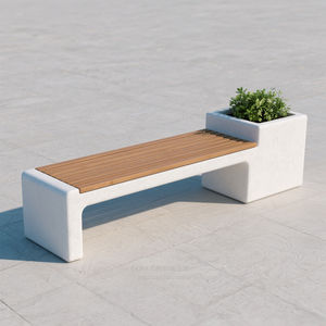Banco de maceta moderno para exteriores blanco personalizado de alta calidad Construcción de hormigón urbano GRC/GFRC para parques Producto inmobiliario - Product Image 2