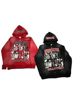 Vente en gros 100% sweat à capuche en molleton de coton pour homme lourd 400gsm double fermeture éclair complète avec logo personnalisé sans cordon de serrage pour l'hiver - Product Image 1