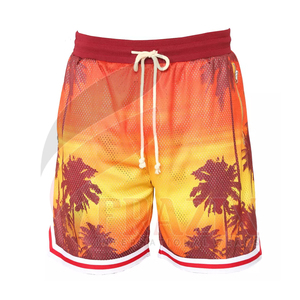 Pantalones cortos de baloncesto retro de diseño personalizado para hombres, material de malla de poliéster ecológico, pantalones cortos deportivos para adultos con servicio OEM - Product Image 1