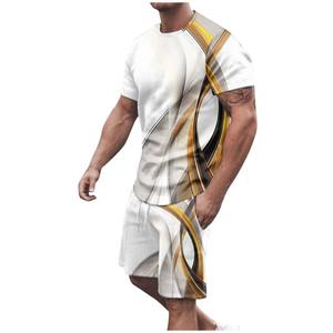 เสื้อยืดคอกลมแขนสั้นลำลองและกางเกงขาสั้นชุดเซ็ตผู้ชาย ดีไซน์พิมพ์ลายเรียบง่าย คุณภาพสูง ผลิตแบบ OEM/ODM ผ้าฝ้าย 80% โพลีเอสเตอร์ 20% - Product Image 6