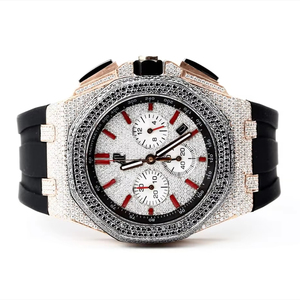 Édition limitée Luxe Glacé Montre VVS Moissanite Diamant Noir Caoutchouc Hip Hop Bijoux Nouveau - Product Image 1