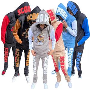 Sudadera con estampado de bordado para hombre, sudaderas con capucha, ropa de calle con logotipo personalizado, conjunto deportivo de dos piezas, chándal deportivo para correr - Product Image 1
