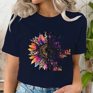 เสื้อลำลองมีสไตล์ผ้าฝ้าย2025 100% เสื้อยืดผู้หญิงพิมพ์ลาย3D พรีเมี่ยมเสื้อคอกลมออกแบบได้ตามต้องการฤดูร้อนใหม่ - Product Image 2