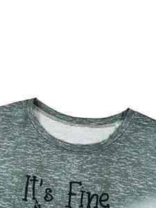 Camiseta informal de manga larga con cuello redondo y estampado de letras de estilo vintage para mujer, tejida de primavera y otoño con logotipo de decoración de botones - Product Image 3