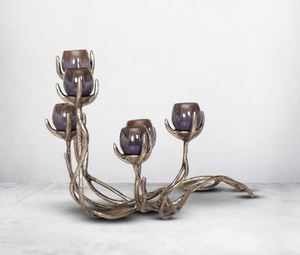 Multi T-light support votif en verre gris brillant avec base en aluminium fini or Nouveau design de luxe pour mariage et décoration intérieure - Product Image 2