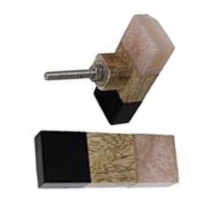 Perillas de armario de madera y latón de resina cuadradas largas y tirador para armario, tocador y cocina, dormitorio, aplicación - Product Image 1