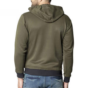 Sweat à capuche décontracté pour homme, 100% coton molletonné, longueur régulière, veste multi-poches, fermeture éclair, motif uni, ample, brodé - Product Image 2