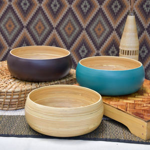 Bols à fruits en bambou enroulé coloré meilleur ensemble de dîner bol de service pour les repas à la maison et au restaurant - Product Image 1