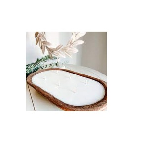 Bol à pâte en bois rectangulaire Bol à pâte à bougie en bois fait main de haute qualité pour les fêtes - Product Image 1