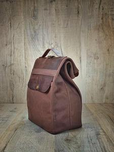 Sac à déjeuner isotherme en toile et cuir pour 2 personnes, durable, élégant, portable, personnalisable pour le travail, l'école, CLB-0021 - Product Image 3