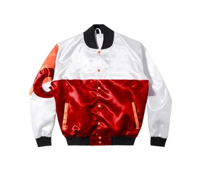 Chaqueta Universitaria de Satén de Talla Grande al por Mayor, con Botones, Transpirable, Estampada, Sublimada, para Hombre, con Característica Cortavientos - Product Image 1