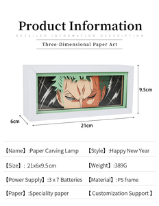 Vente chaude cadeau de noël <span class=keywords><strong>Tiktok</strong></span> papier découpé personnage d'anime Roronoa Zoro bricolage Papercraft sculpté bandes de Led papier découpé boîte à lumière - Product Image 5
