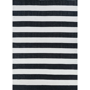 พรมขนสัตว์ทอลายแบนขนาดใหญ่ Alhambra สีเทาและลายทางสีดำ สำหรับบ้าน ห้องนอน ห้องนั่งเล่น และทางเดิน-DW-177 - Product Image 1