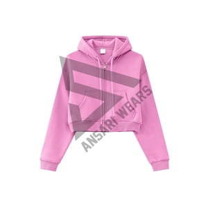 new wholesale custom Fashionable Winter Custom Logo <b>Cropped</b> Zip-Up Hoodie for Women Full Sleeve Short <b>Cropped</b> Sports <b>Top</b> - Product Image 3
