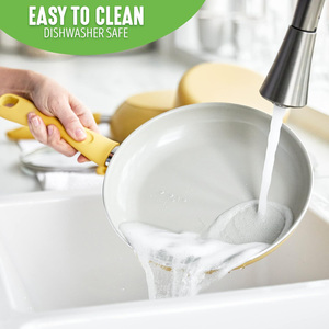 New arrivals Vàng khỏe mạnh gốm cảm ứng không dính 9-Pieces bếp <span class=keywords><strong>Cookware</strong></span> Bộ chậu cho chiên nước sốt và saute Chảo <span class=keywords><strong>Set</strong></span> - Product Image 3