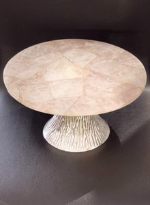 จานเสิร์ฟแบบคลาสสิกสำหรับเครื่องครัวโรงแรมจานเสิร์ฟผลไม้จานทองเหลืองและเรซิ่นทรงกลมสีเงิน - Product Image 3