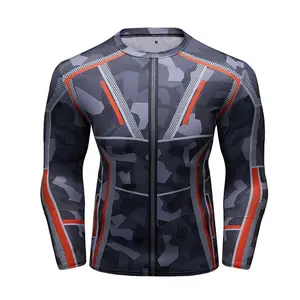 Mannen Dragen Gesublimeerde Rash Guard Ademende Zachtheid Dragen Lange Mouwen Zwemmen Surfen Custom Rash Guard Voor Mannen