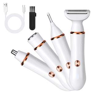 Afeitadora Eléctrica 4 en 1 para Mujer con Doble Cuchilla, Recortadora de Vello Íntimo sin Dolor para Cara, Nariz, Axilas, Línea del Bikini y Otras Áreas - Product Image 1