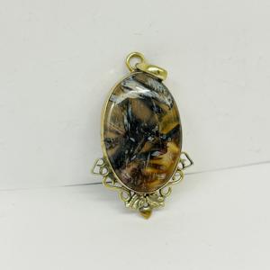 Pendentif en corail fossile noir rare, pendentif en pierre précieuse plaqué or 18 carats, pendentif noir, bijoux en argent sterling 925, cadeau d'anniversaire - Product Image 2